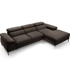 Garnero Arredamenti Divani Angolari|Divani Letto-Divano letto regolabile angolare destra 4 posti 288x182cm tessuto marrone Loungey Tessuto Vellutato Vogue Marrone