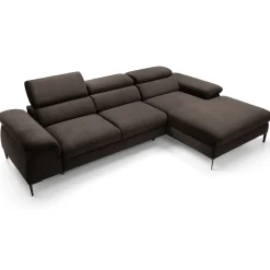 Garnero Arredamenti Divani Angolari|Divani Letto-Divano letto regolabile angolare destra 4 posti 288x182cm tessuto marrone Loungey Tessuto Vellutato Vogue Marrone