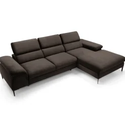 Garnero Arredamenti Divani Angolari|Divani Letto-Divano letto regolabile angolare destra 4 posti 288x182cm tessuto marrone Loungey Tessuto Vellutato Vogue Marrone