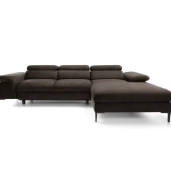 Garnero Arredamenti Divani Angolari|Divani Letto-Divano letto regolabile angolare destra 4 posti 288x182cm tessuto marrone Loungey Tessuto Vellutato Vogue Marrone