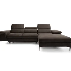Garnero Arredamenti Divani Angolari|Divani Letto-Divano letto regolabile angolare destra 4 posti 288x182cm tessuto marrone Loungey Tessuto Vellutato Vogue Marrone