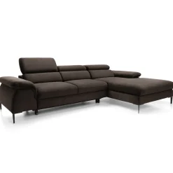 Garnero Arredamenti Divani Angolari|Divani Letto-Divano letto regolabile angolare destra 4 posti 288x182cm tessuto marrone Loungey Tessuto Vellutato Vogue Marrone