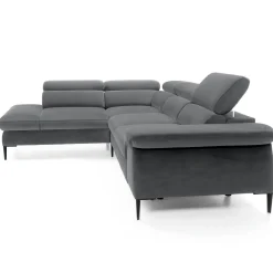Garnero Arredamenti Divani Angolari|Divani Letto-Divano letto regolabile angolare sinistra 5 posti 280x214cm tessuto grigio Snuggity Tessuto Vellutato Vogue Grigio