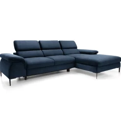 Garnero Arredamenti Divani Angolari|Divani Letto-Divano letto regolabile angolare destra 4 posti 288x182cm tessuto blu Loungey Tessuto Vellutato Vogue Blu