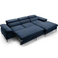Garnero Arredamenti Divani Angolari|Divani Letto-Divano letto regolabile angolare destra 4 posti 288x182cm tessuto blu Loungey Tessuto Vellutato Vogue Blu