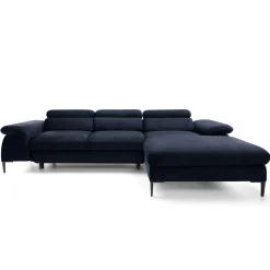 Garnero Arredamenti Divani Angolari|Divani Letto-Divano letto regolabile angolare destra 4 posti 288x182cm tessuto blu Loungey Tessuto Vellutato Vogue Blu