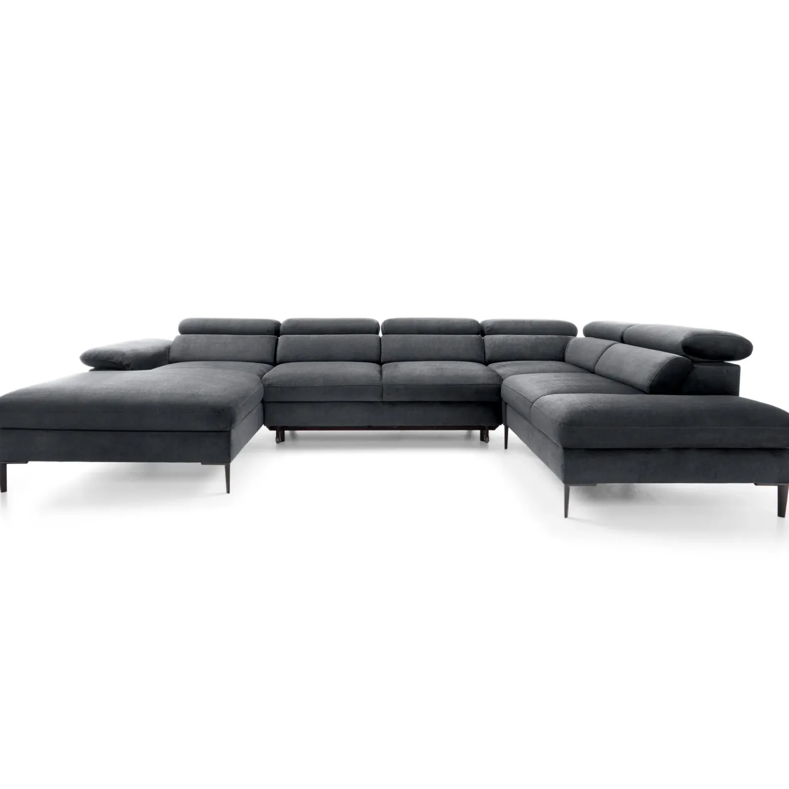 Garnero Arredamenti Divani Angolari|Divani Letto-Divano letto regolabile angolare destro 5 posti 353x214cm tessuto grigio scuro Calmora Tessuto Vellutato Vogue Grigio Scuro