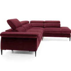 Garnero Arredamenti Divani Angolari|Divani Letto-Divano letto regolabile angolare destra 5 posti 280x214cm tessuto rosso bordeaux Snuggity Tessuto Vellutato Vogue Bordeaux