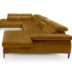 Garnero Arredamenti Divani Angolari|Divani Letto-Divano letto regolabile angolare sinistro 5 posti 353x214cm tessuto giallo senape Calmora Tessuto Vellutato Vogue Giallo Senape