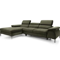 Garnero Arredamenti Divani Angolari|Divani Letto-Divano letto regolabile angolare sinistra 4 posti 288x182cm tessuto verde oliva Loungey Tessuto Vellutato Vogue Verde Oliva