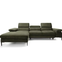 Garnero Arredamenti Divani Angolari|Divani Letto-Divano letto regolabile angolare sinistra 4 posti 288x182cm tessuto verde oliva Loungey Tessuto Vellutato Vogue Verde Oliva