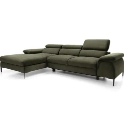 Garnero Arredamenti Divani Angolari|Divani Letto-Divano letto regolabile angolare sinistra 4 posti 288x182cm tessuto verde oliva Loungey Tessuto Vellutato Vogue Verde Oliva