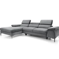 Garnero Arredamenti Divani Angolari|Divani Letto-Divano letto regolabile angolare sinistra 4 posti 288x182cm tessuto grigio chiaro Loungey Tessuto Vellutato Vogue Grigio Chiaro