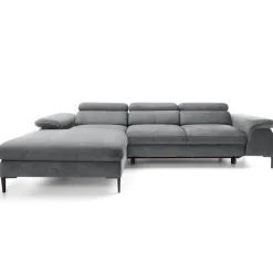 Garnero Arredamenti Divani Angolari|Divani Letto-Divano letto regolabile angolare sinistra 4 posti 288x182cm tessuto grigio chiaro Loungey Tessuto Vellutato Vogue Grigio Chiaro