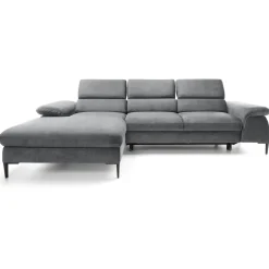 Garnero Arredamenti Divani Angolari|Divani Letto-Divano letto regolabile angolare sinistra 4 posti 288x182cm tessuto grigio chiaro Loungey Tessuto Vellutato Vogue Grigio Chiaro