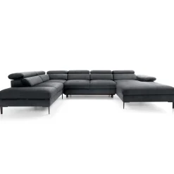 Garnero Arredamenti Divani Angolari|Divani Letto-Divano letto regolabile angolare sinistro 5 posti 353x214cm tessuto grigio scuro Calmora Tessuto Vellutato Vogue Grigio Scuro