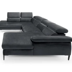 Garnero Arredamenti Divani Angolari|Divani Letto-Divano letto regolabile angolare sinistro 5 posti 353x214cm tessuto grigio scuro Calmora Tessuto Vellutato Vogue Grigio Scuro