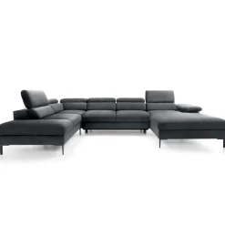 Garnero Arredamenti Divani Angolari|Divani Letto-Divano letto regolabile angolare sinistro 5 posti 353x214cm tessuto grigio scuro Calmora Tessuto Vellutato Vogue Grigio Scuro