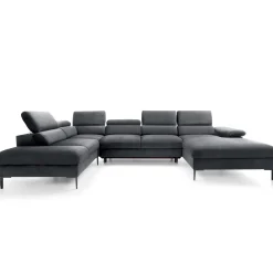 Garnero Arredamenti Divani Angolari|Divani Letto-Divano letto regolabile angolare sinistro 5 posti 353x214cm tessuto grigio scuro Calmora Tessuto Vellutato Vogue Grigio Scuro