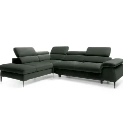 Garnero Arredamenti Divani Angolari|Divani Letto-Divano letto regolabile angolare sinistra 5 posti 280x214cm tessuto verde Snuggity Tessuto Vellutato Vogue Verde