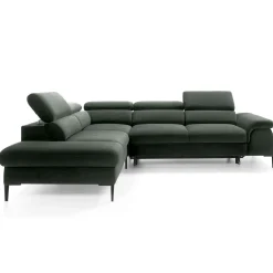 Garnero Arredamenti Divani Angolari|Divani Letto-Divano letto regolabile angolare sinistra 5 posti 280x214cm tessuto verde Snuggity Tessuto Vellutato Vogue Verde