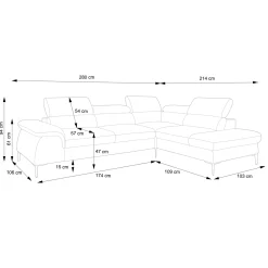 Garnero Arredamenti Divani Angolari|Divani Letto-Divano letto regolabile angolare sinistra 5 posti 280x214cm tessuto verde Snuggity Tessuto Vellutato Vogue Verde