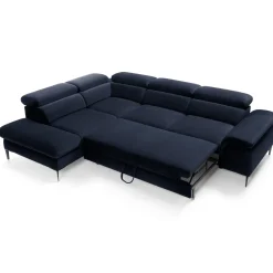 Garnero Arredamenti Divani Angolari|Divani Letto-Divano letto regolabile angolare sinistra 5 posti 280x214cm tessuto blu Snuggity Tessuto Vellutato Vogue Blu