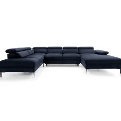 Garnero Arredamenti Divani Angolari|Divani Letto-Divano letto regolabile angolare sinistro 5 posti 353x214cm tessuto blu Calmora Tessuto Vellutato Vogue Blu