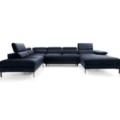 Garnero Arredamenti Divani Angolari|Divani Letto-Divano letto regolabile angolare sinistro 5 posti 353x214cm tessuto blu Calmora Tessuto Vellutato Vogue Blu