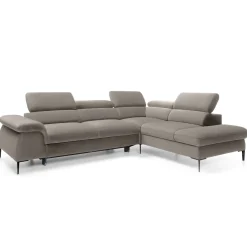 Garnero Arredamenti Divani Angolari|Divani Letto-Divano letto regolabile angolare destra 5 posti 280x214cm tessuto tortora Snuggity Tessuto Vellutato Vogue Tortora