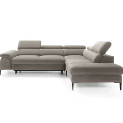 Garnero Arredamenti Divani Angolari|Divani Letto-Divano letto regolabile angolare destra 5 posti 280x214cm tessuto tortora Snuggity Tessuto Vellutato Vogue Tortora