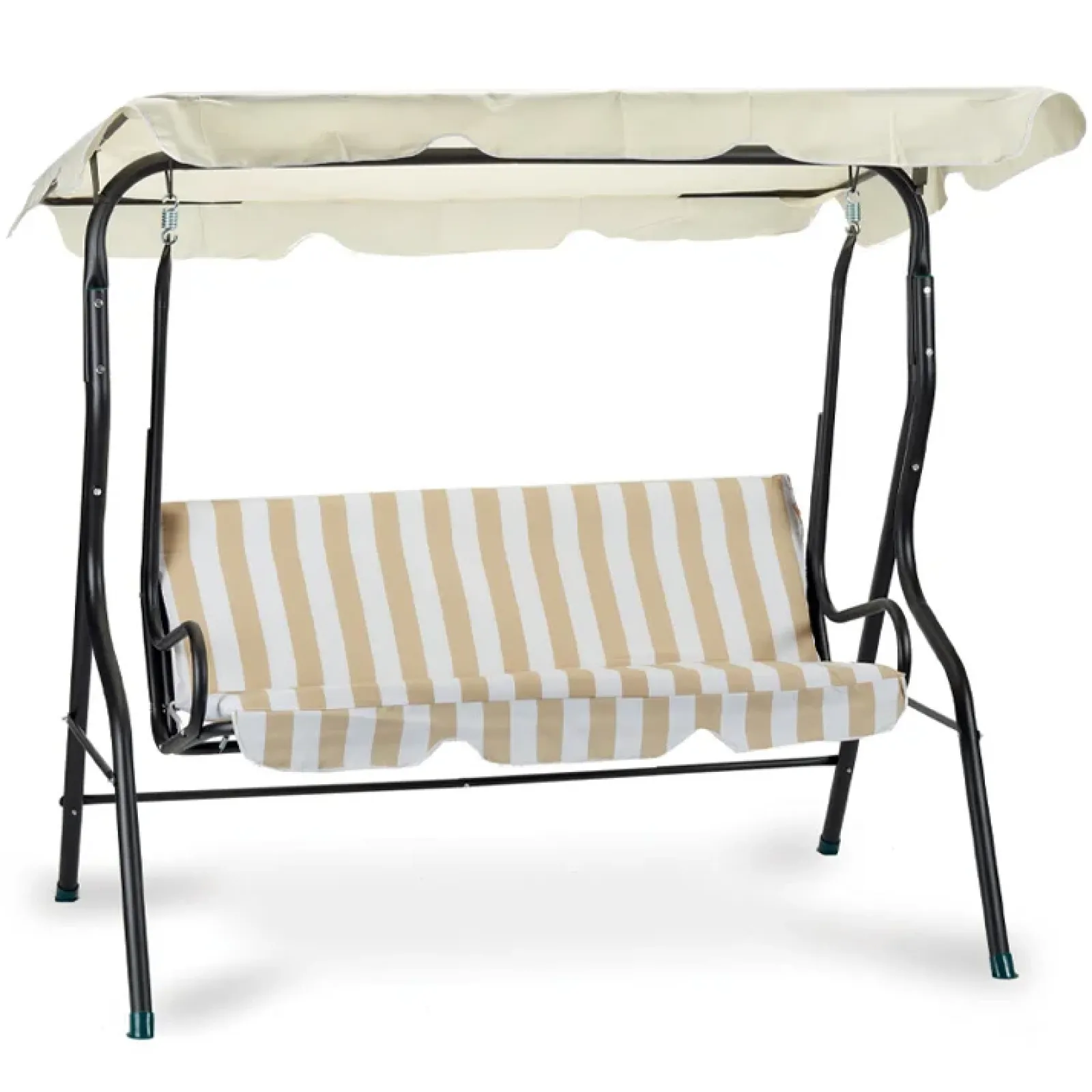 Garnero Arredamenti Dondoli Da Giardino-Dondolo da giardino 170x156cm antracite rigato bianco Giorgia Beige