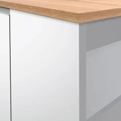 Garnero Arredamenti Isole Cucina-Isola cucina centrale 160x90cm 2 ante e vani bianco laccato con piano rovere Gourmet Bianco Lucido - Rovere