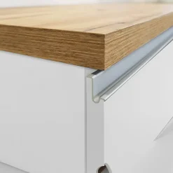 Garnero Arredamenti Isole Cucina-Isola cucina centrale 160x90cm 2 ante e vani bianco laccato con piano rovere Gourmet Bianco Lucido - Rovere