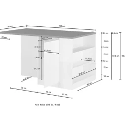 Garnero Arredamenti Isole Cucina-Isola cucina centrale 160x90cm 2 ante e vani bianco laccato con piano rovere Gourmet Bianco Lucido - Rovere