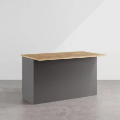 Garnero Arredamenti Isole Cucina-Isola cucina centrale 155x90cm 3 ante grigio antracite opaco con piano rovere Gourmet Antracite - Rovere