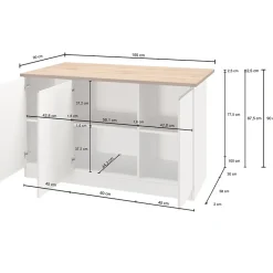 Garnero Arredamenti Isole Cucina-Isola cucina centrale 155x90cm 3 ante grigio antracite opaco con piano rovere Gourmet Antracite - Rovere