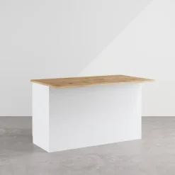 Garnero Arredamenti Isole Cucina-Isola cucina centrale 155x90cm 3 ante bianco laccato con piano rovere Gourmet Bianco Lucido - Rovere