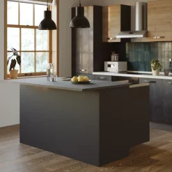 Garnero Arredamenti Isole Cucina-Isola cucina centrale 155x90cm 3 ante antracite opaco con piano grigio effetto pietra Gourmet Antracite - Grigio pietra