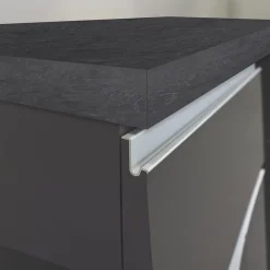 Garnero Arredamenti Isole Cucina-Isola cucina centrale 155x90cm 3 ante antracite opaco con piano grigio effetto pietra Gourmet Antracite - Grigio pietra