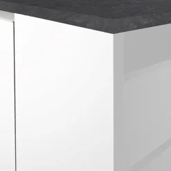 Garnero Arredamenti Isole Cucina-Isola cucina centrale 155x90cm 3 ante bianco laccato con piano grigio effetto pietra Gourmet Bianco Lucido - Grigio pietra