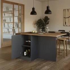 Garnero Arredamenti Isole Cucina-Isola cucina centrale 160x90cm 2 ante e vani antracite opaco con piano rovere Gourmet Antracite - Rovere