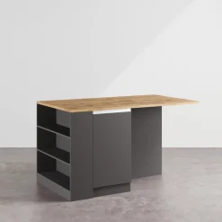 Garnero Arredamenti Isole Cucina-Isola cucina centrale 160x90cm 2 ante e vani antracite opaco con piano rovere Gourmet Antracite - Rovere