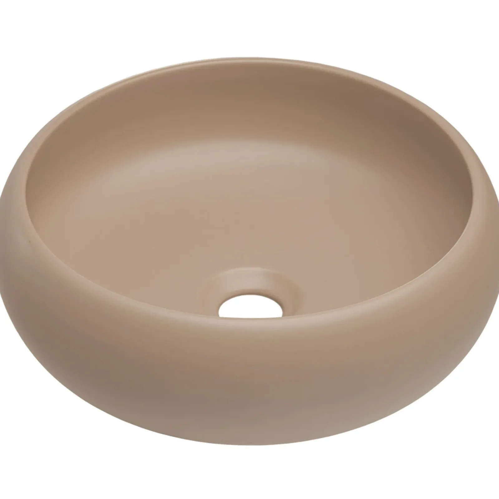 Garnero Arredamenti Lavabi Bagno-Lavabo bagno da appoggio 36x36cm ceramica cappuccino Roll Beige