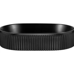 Garnero Arredamenti Lavabi Bagno-Lavabo bagno da appoggio 48x33cm ceramica cannettato Griffy Nero