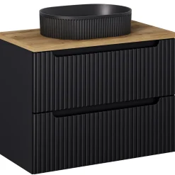 Garnero Arredamenti Lavabi Bagno-Lavabo bagno da appoggio 48x33cm ceramica cannettato Griffy Nero