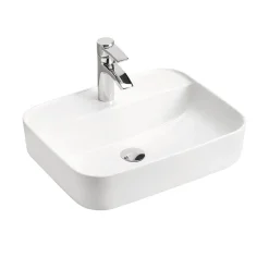 Garnero Arredamenti Lavabi Bagno-Lavabo bagno da appoggio 50x40cm rettangolare in ceramica bianco Arci