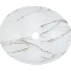 Garnero Arredamenti Lavabi Bagno-Lavabo bagno da appoggio 41x33cm ceramica bianco effetto marmo Marmy