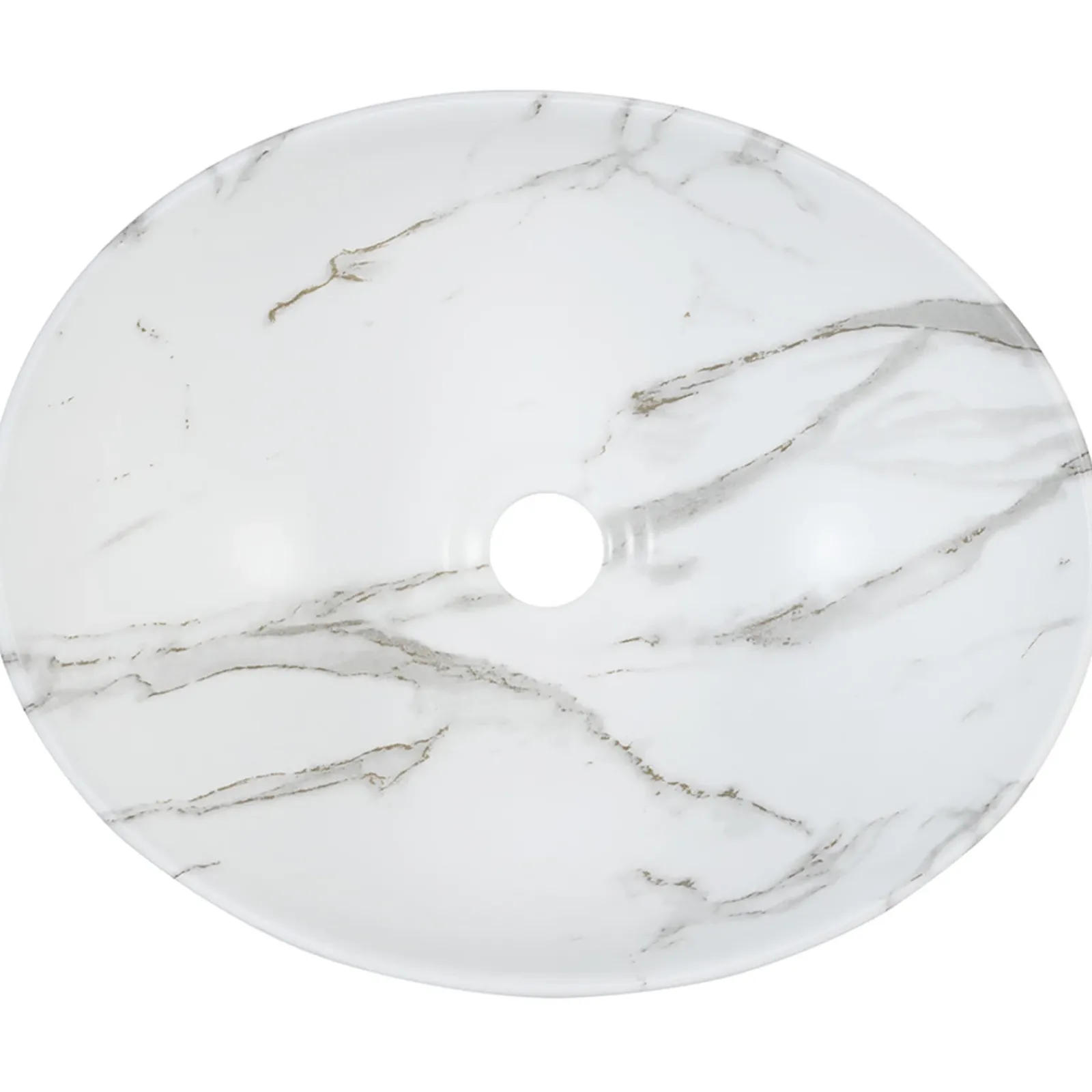 Garnero Arredamenti Lavabi Bagno-Lavabo bagno da appoggio 41x33cm ceramica bianco effetto marmo Marmy