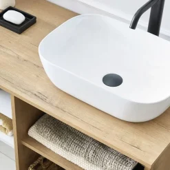 Garnero Arredamenti Lavabi Bagno-Lavabo bagno da appoggio 46x32cm in ceramica bianco lucido Frejus